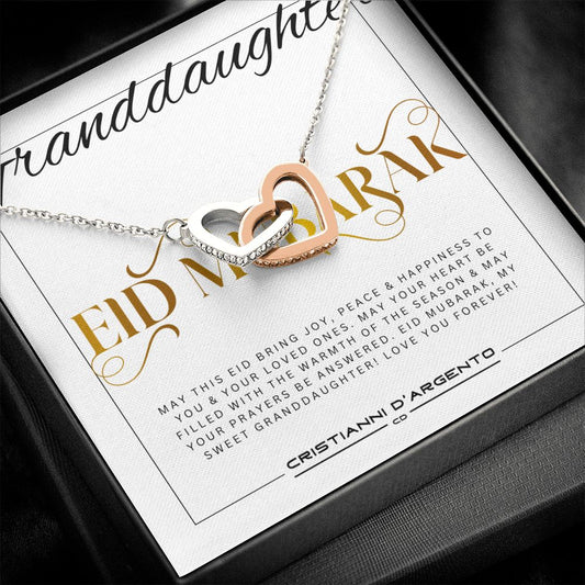 To My Granddaughter - Interlocking Hearts Necklace - Eid Mubarak
