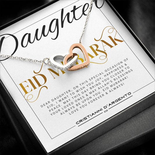To My Daughter - Interlocking Hearts Necklace - Eid Mubarak