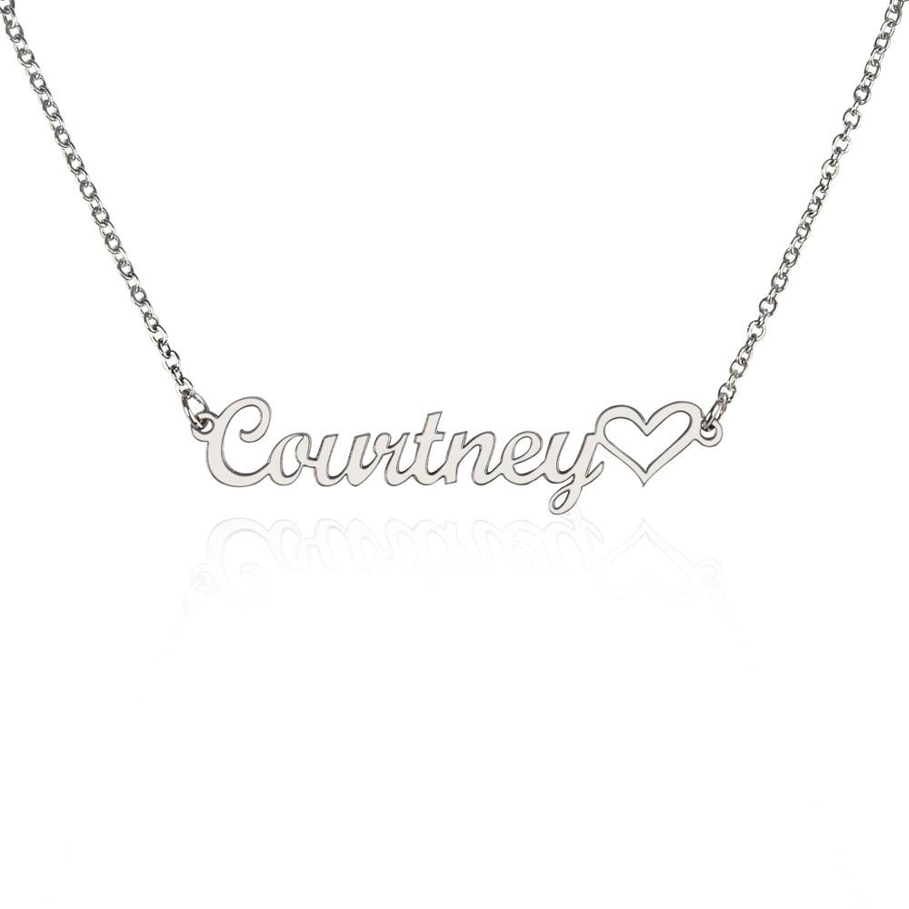 Custom Name Necklace - Horizontal Style With Heart Ending Symbol